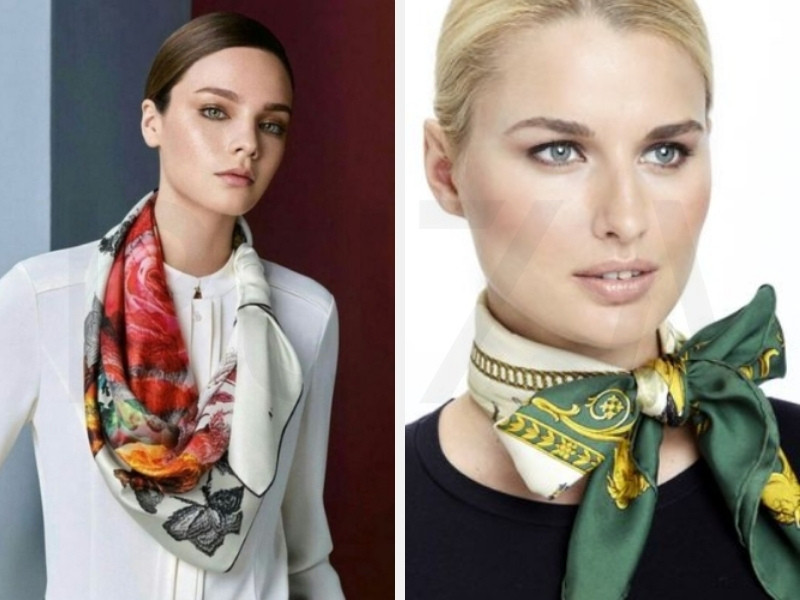 Kiểu quàng khăn vuông chữ V