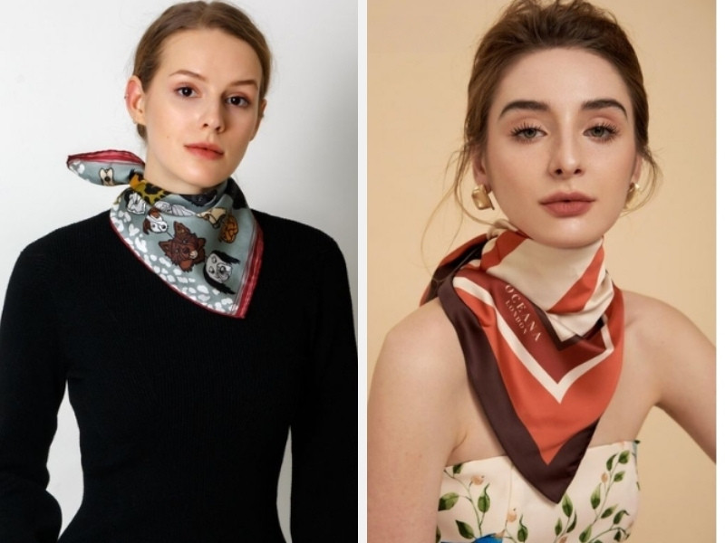 Thắt khăn vuông kiểu cà vạt để mặc áo sơ mi lịch lãm