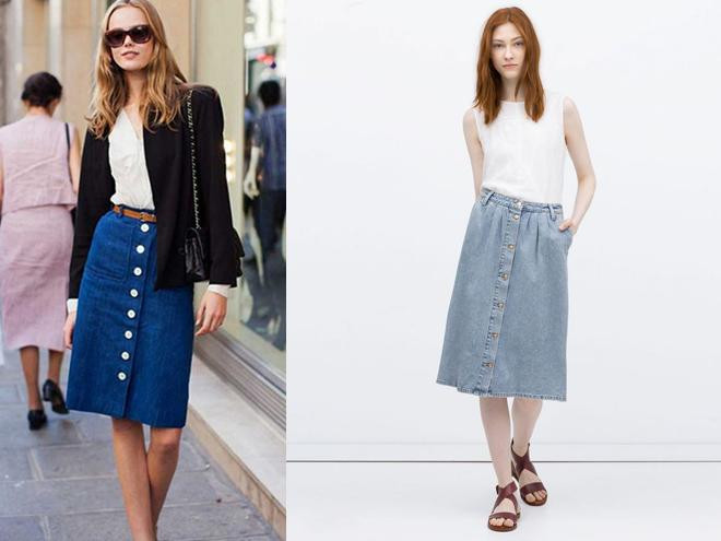 Mix and match: Chân váy jeans mặc với áo gì đẹp – độc – chất?