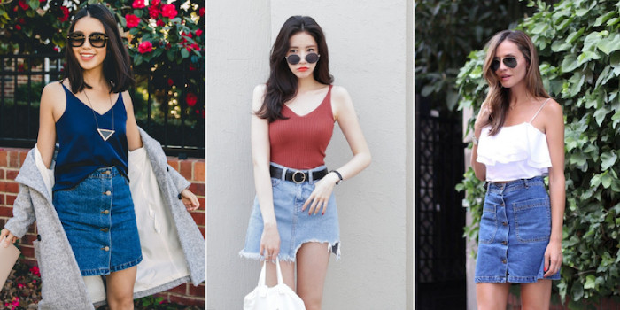 Mix and match: Chân váy jeans mặc với áo gì đẹp – độc – chất?